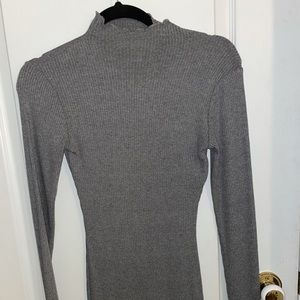Grey Ribbed Body Con Dress